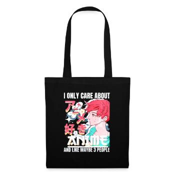 Anime Boy Ich kümmere mich nur um Anime und mag vielleicht 3 - Stoffbeutel - Schwarz - Vorne