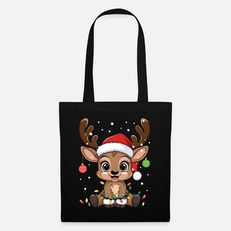 Rentier Weihnachten Weihnachtspullover niedlich - Stoffbeutel - Schwarz