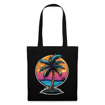 Retro palm - Stoffbeutel - Schwarz - Vorne