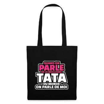 parle de meilleure tata du monde on parle de moi - Sac en tissu - noir - Devant