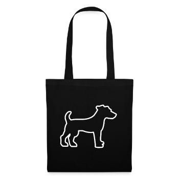 Jack Russell Terrier - Contour blanc - Sac en tissu - noir - Devant