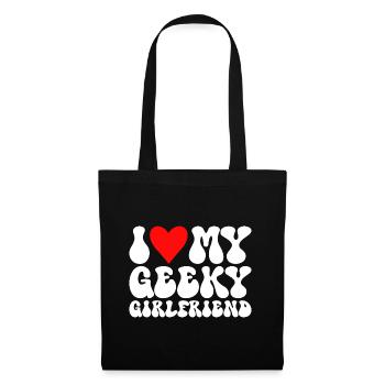 J'aime Ma Petite Amie Geek J'Adore Ma Copine Geek - Sac en tissu - noir - Devant