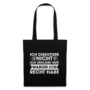 Je ne discute pas, Dictons humoristiques drôles - Sac en tissu - noir - Devant