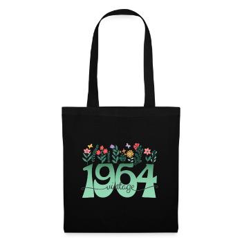 Motif Fleurs 1964 Fête Anniversaire Femme 60 Ans - Sac en tissu - noir - Devant