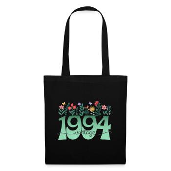 Motiv Blumen 1994 Geburtstagsfeier Frau 30 Jahre - Stoffbeutel - Schwarz - Vorne
