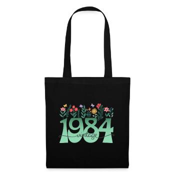 Motif Fleurs 1984 Fête Anniversaire Femme 40 Ans - Sac en tissu - noir - Devant