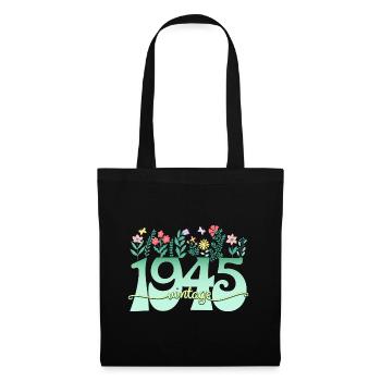 Motif Fleurs 1945 Fête Anniversaire Femme 80 Ans - Sac en tissu - noir - Devant