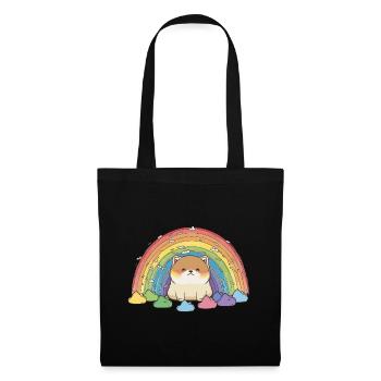 Akita Inu Hund Bunte Farben Regenbogen Kinder - Stoffbeutel - Schwarz - Vorne