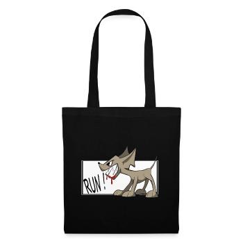 Drôle de chemise / autocollant de chien. Courir! Chihuahua - Sac en tissu - noir - Devant