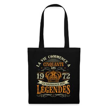 50 ans Anniversaire Humour Naissance 1972 Cadeau - Sac en tissu - noir - Devant