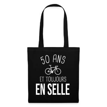 50 ans en selle cadeau drole pour cycliste vélo - Sac en tissu - noir - Devant