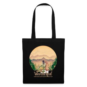 Wanderful - Wandern - Hiking Woman Dog - Mountains - Tote Bag - black - Front