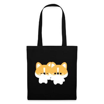 Couple de chiens corgi - Sac en tissu - noir - Devant