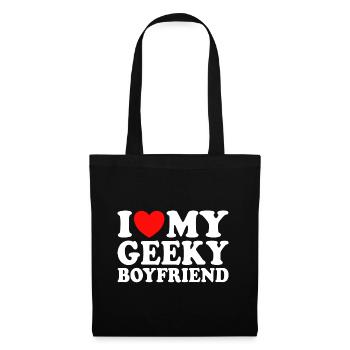 J'aime Mon Petit Ami Geek J'Adore Mon Copain Geek - Sac en tissu - noir - Devant