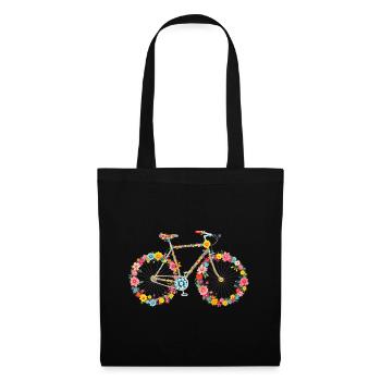 Sport Radfahren Blumen Frauen Radfahrerin - Stoffbeutel - Schwarz - Vorne
