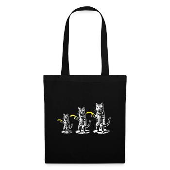 Retro Katze mit Banane Meme lustig retro Frauen - Stoffbeutel - Schwarz - Vorne