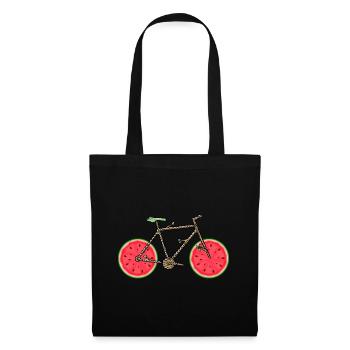 Wassermelonenfahrrad, Fruchtfahrrad, Fruchtfahrrad Kawaii - Stoffbeutel - Schwarz - Vorne
