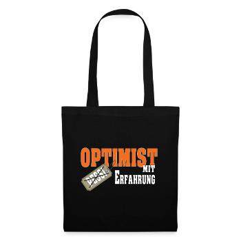 Optimist mit Erfahrung Geschenk - Stoffbeutel - Schwarz - Vorne