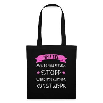 Nähen Näh Fee T-Shirt I Geschenk für Näherinnen - Stoffbeutel - Schwarz - Vorne