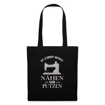 Süßes Frauen Näh T-Shirt I Geschenk für Schneider - Stoffbeutel - Schwarz - Vorne