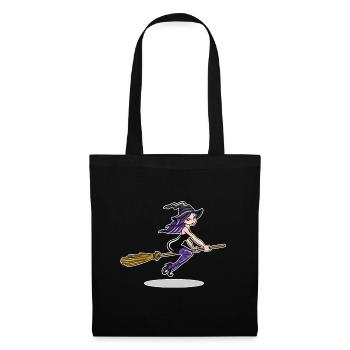 Witch On Broom - Tote Bag - black - Front