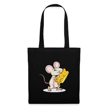 Mouse holding Cheese - Tote Bag - black - Front