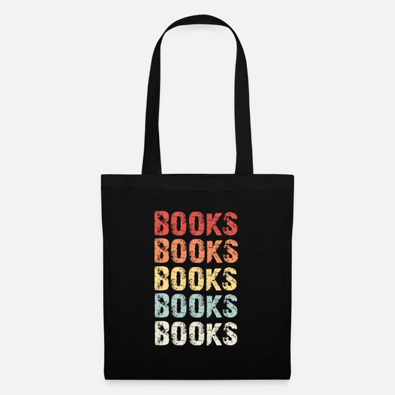 Bücher Retro - Stoffbeutel - Schwarz
