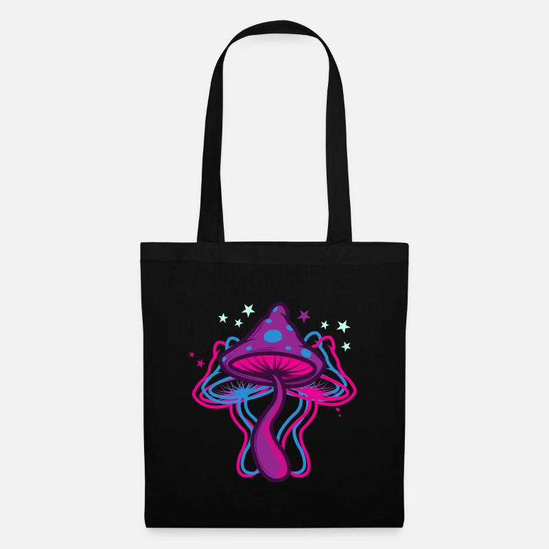 Psychedelische Pilze - Stoffbeutel - Schwarz