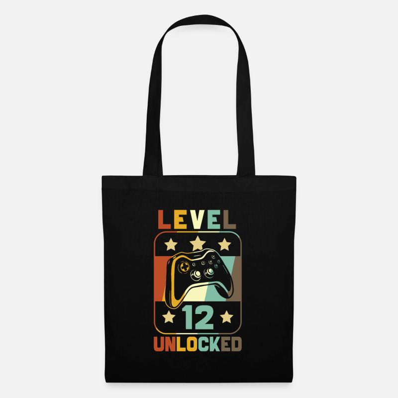 Level 12 Unlocked - Stoffbeutel - Schwarz