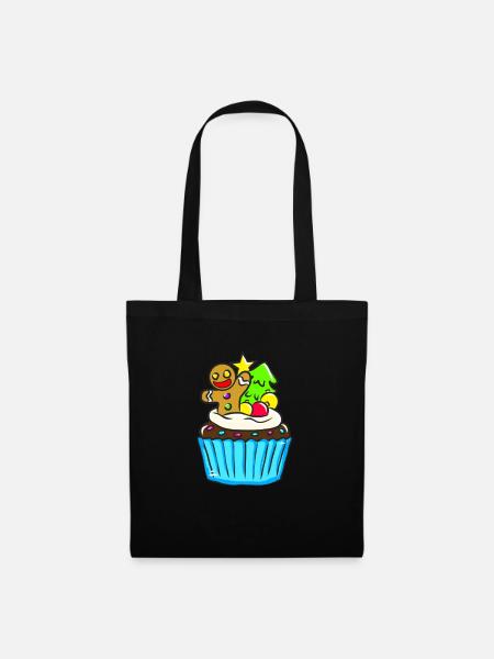 Muffin for Christmas with gingerbread men blue - Tote Bag - black