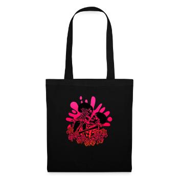 Liebe Skelett Totenkopf Pink Schwarz Rosen Küssen - Stoffbeutel - Schwarz - Vorne