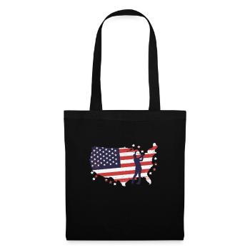 Amerikanische Flagge Golfer - Stoffbeutel - Schwarz - Vorne