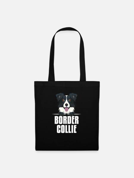 Lächelnder Border Collie - Stoffbeutel - Schwarz