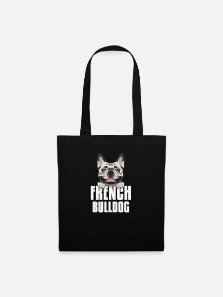 Lächelnder Französische Bulldogge - Stoffbeutel - Schwarz