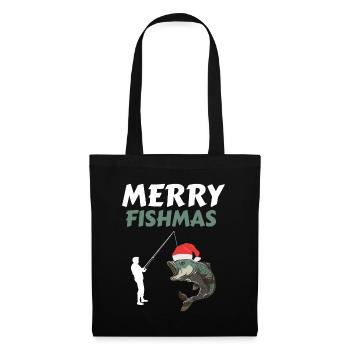 Funny Angler Christmas Fisherman - Tote Bag - black - Front