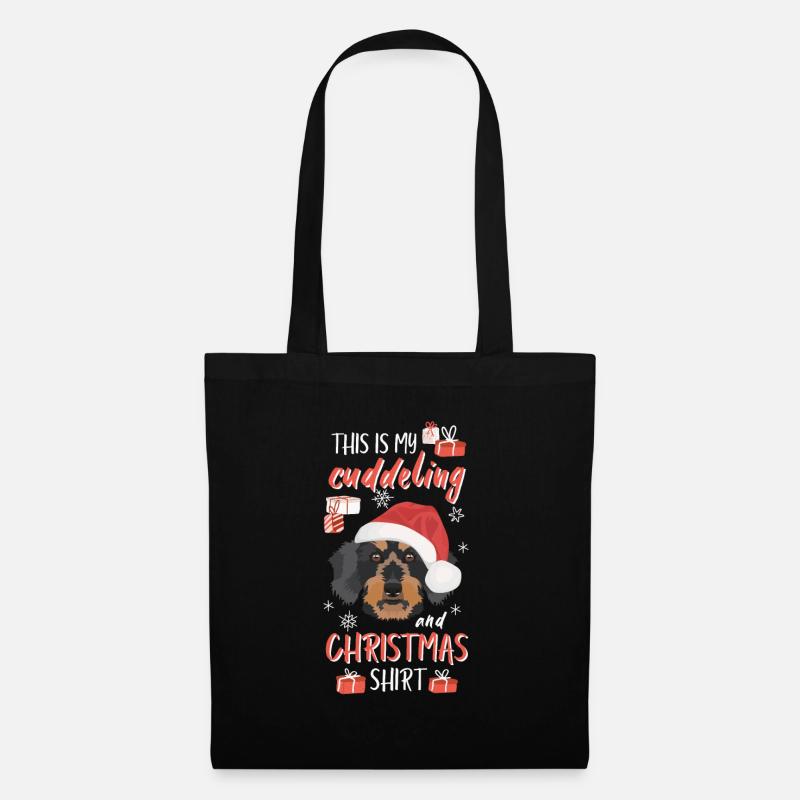 Rauhaardackel Weihnachten - Stoffbeutel - Schwarz