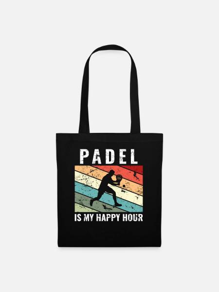 Padel is my happy hour Funny Padel - Tote Bag - black