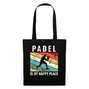Le padel est mon endroit heureux Drôle de padel - Sac en tissu - noir - Devant