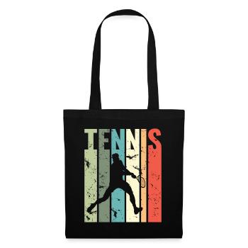 Vintage Tennis Player Lustiges Tennis - Stoffbeutel - Schwarz - Vorne