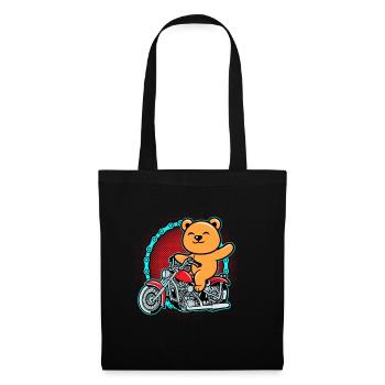 Bear Riding Motorcycle - Tote Bag - black - Front