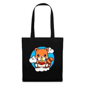 Red Panda Sitting On A Cloud And Eating Ramen - Tote Bag - black - Front
