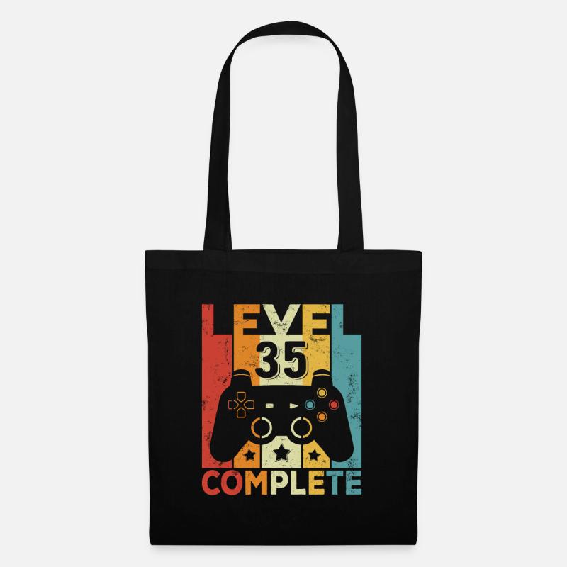 Level 35 Complete Geburtstag 35 Jahre Mann Frau - Stoffbeutel - Schwarz