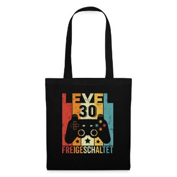 Level 30 Freigeschaltet Geburtstag Mann Frau Gamer - Stoffbeutel - Schwarz - Vorne