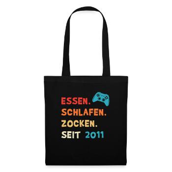 Jahrgang 2011 11.Geburtstag Geschenkidee für Gamer - Stoffbeutel - Schwarz - Vorne