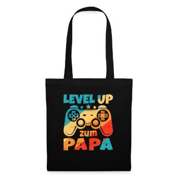 Level Up zum Papa Schwanger Geburt Gamer - Stoffbeutel - Schwarz - Vorne