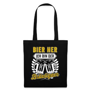 Bräutigam Bier Saufen JGA Feiern Party Bierkrug - Stoffbeutel - Schwarz - Vorne
