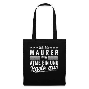 Maurer Maurermeister Baustelle Mauern Geschenk - Stoffbeutel - Schwarz - Vorne