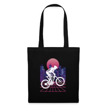 Vaporwave Synthwave Skyline Downhill - Stoffbeutel - Schwarz - Vorne