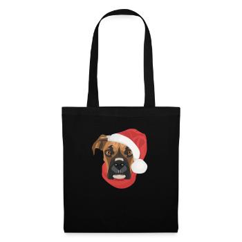 Boxer Frohe Weihnachten - Stoffbeutel - Schwarz - Vorne