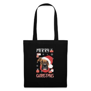 Boxer Frohe Weihnachten - Stoffbeutel - Schwarz - Vorne